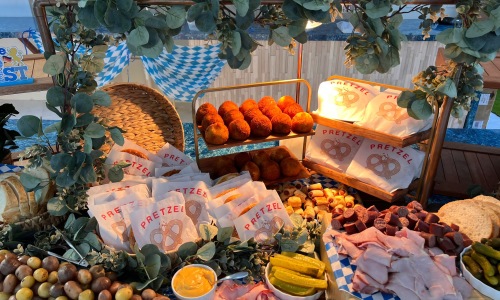 a spread of snacks and foods
