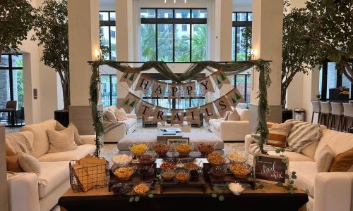 table with snacks in the lounge