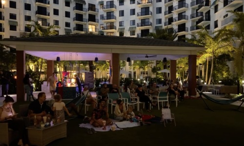 residents outdoor watching a movie